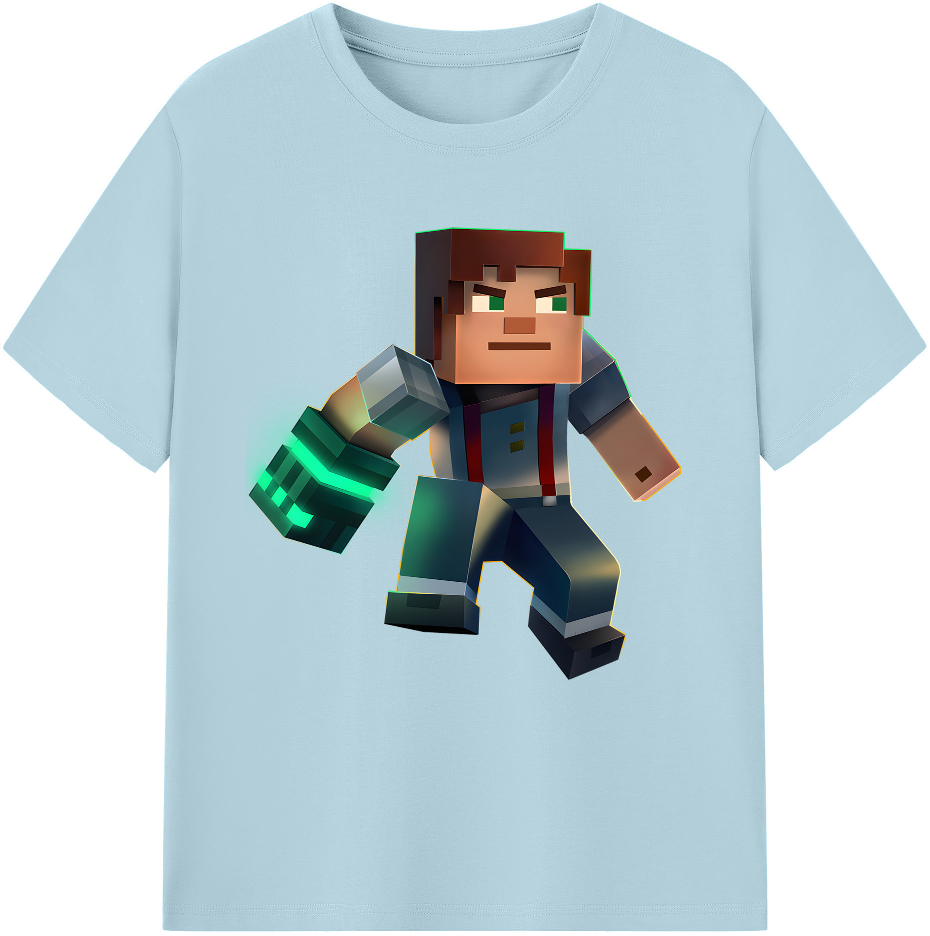（画像用） マインクラフト ブロックの世界 Minecraft MC Block world 綿100％半袖Tシャツ（フロントプリント）